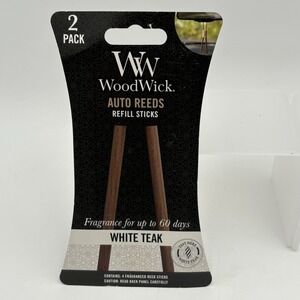 WoodWick Auto Reeds Refill Sticks White Teak Scent 2-Pack Car Air Freshener‎